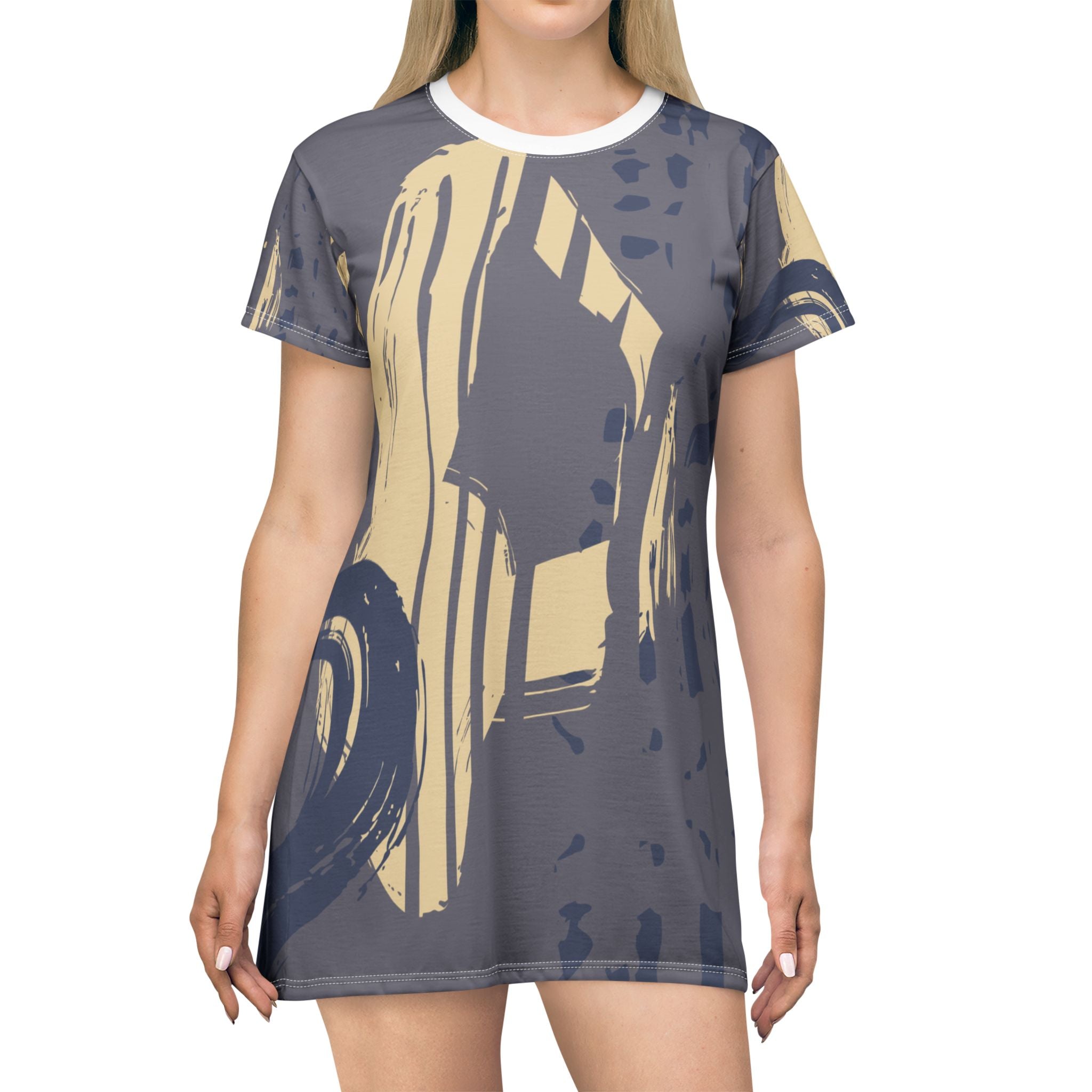 Abstract Pattern T-Shirt Dress - Casual Chic Style for Everyday Wear